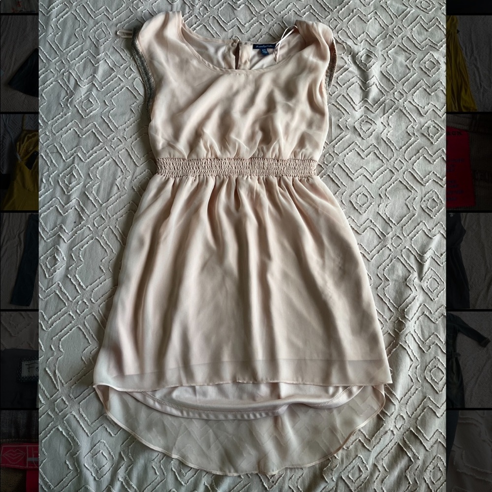 Blush, pink, chiffon, american eagle dress